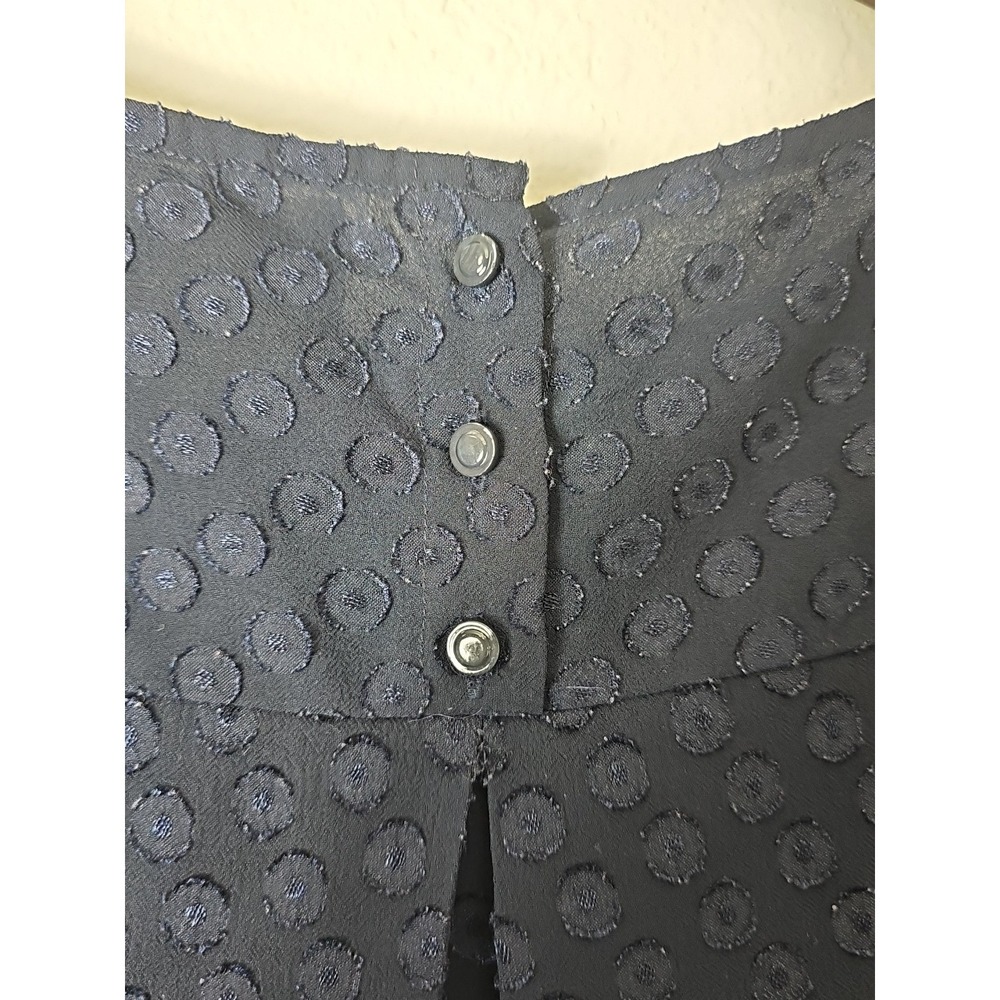 Maeve Anthropologie Blouse Top Swiss‎ Dot Scallop Hem, Navy Blue, 2 - Picture 4 of 10